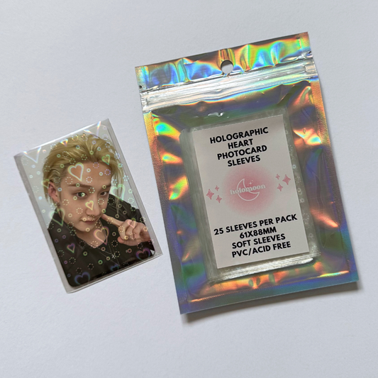 Pochettes holographiques pour cartes photo en forme de cœur (paquet de 25)