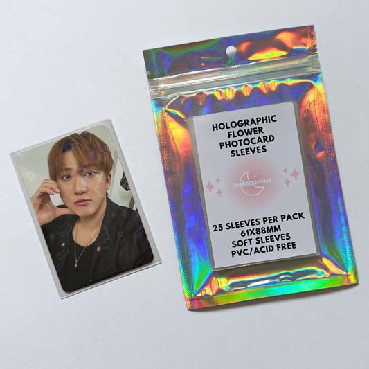 Pochettes pour cartes photo à fleurs holographiques (paquet de 25)