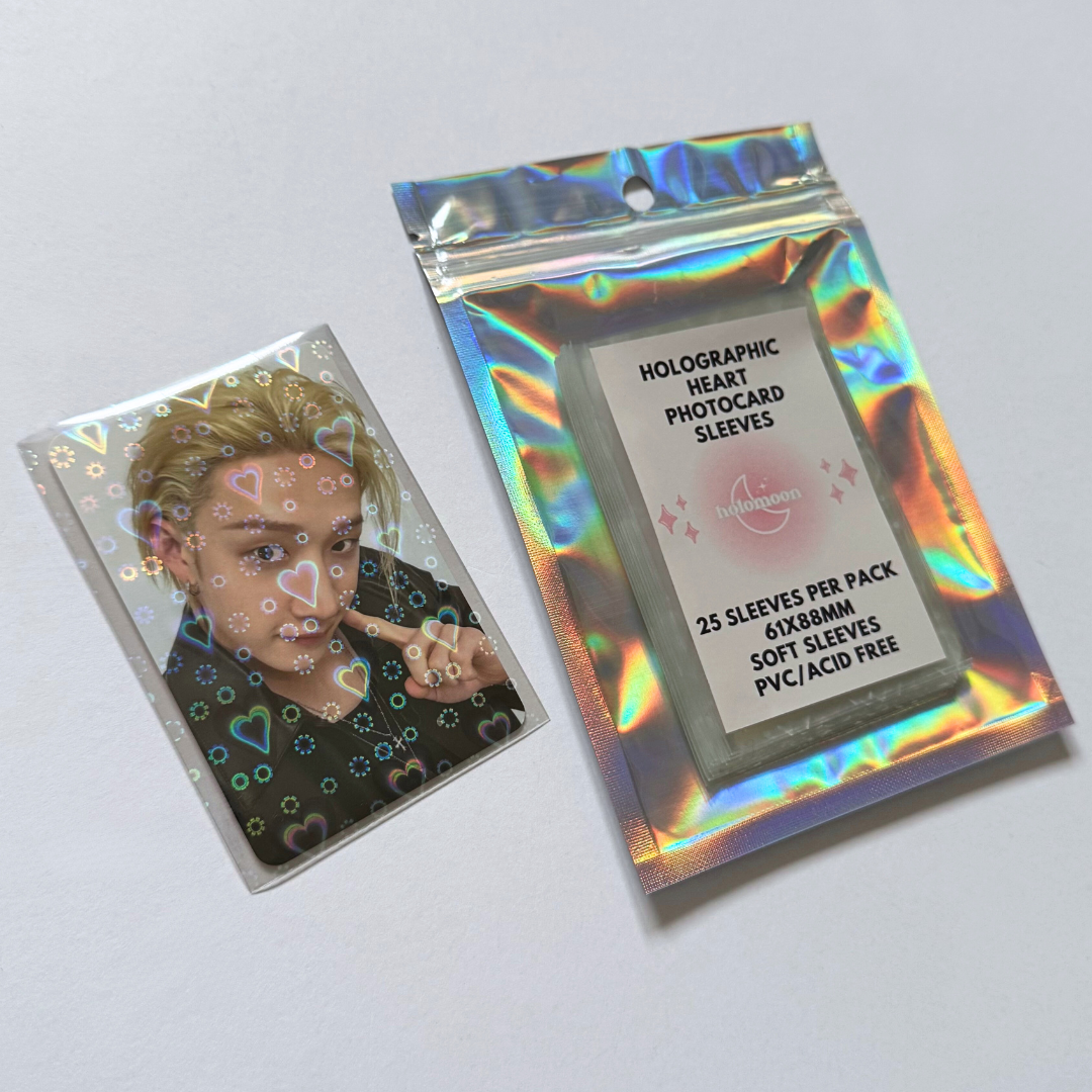 Pochettes holographiques pour cartes photo en forme de cœur (paquet de 25)
