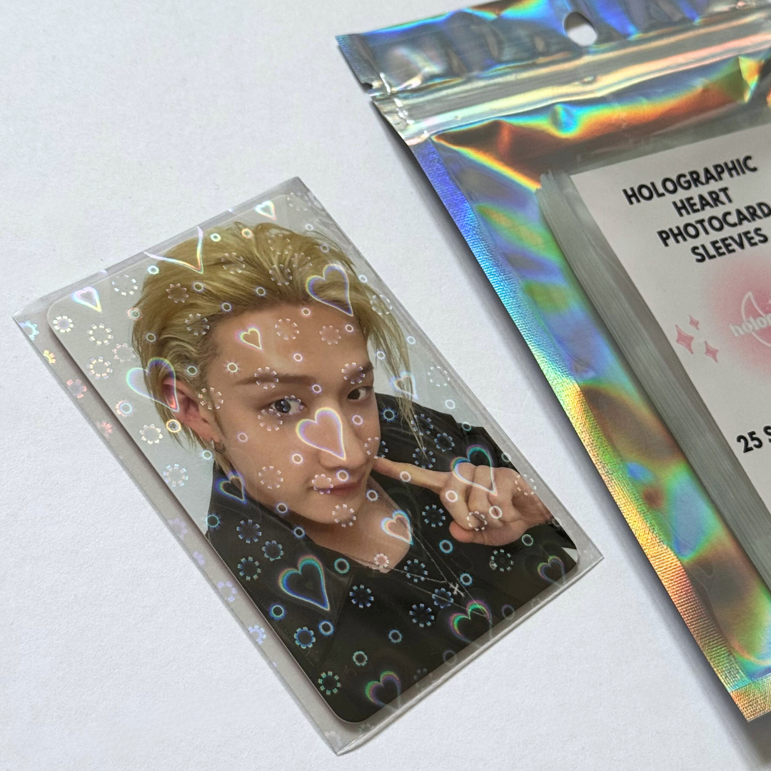 Pochettes holographiques pour cartes photo en forme de cœur (paquet de 25)