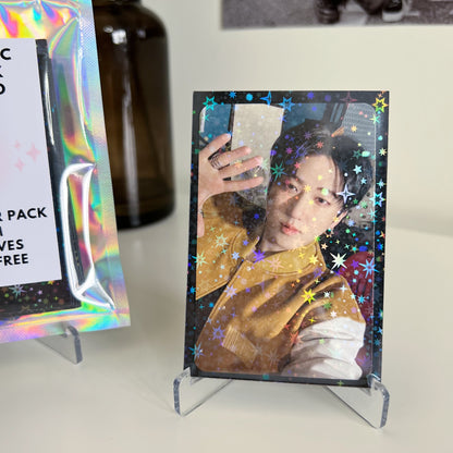 Holographic Star Black Photocard Sleeves (25 Pack)