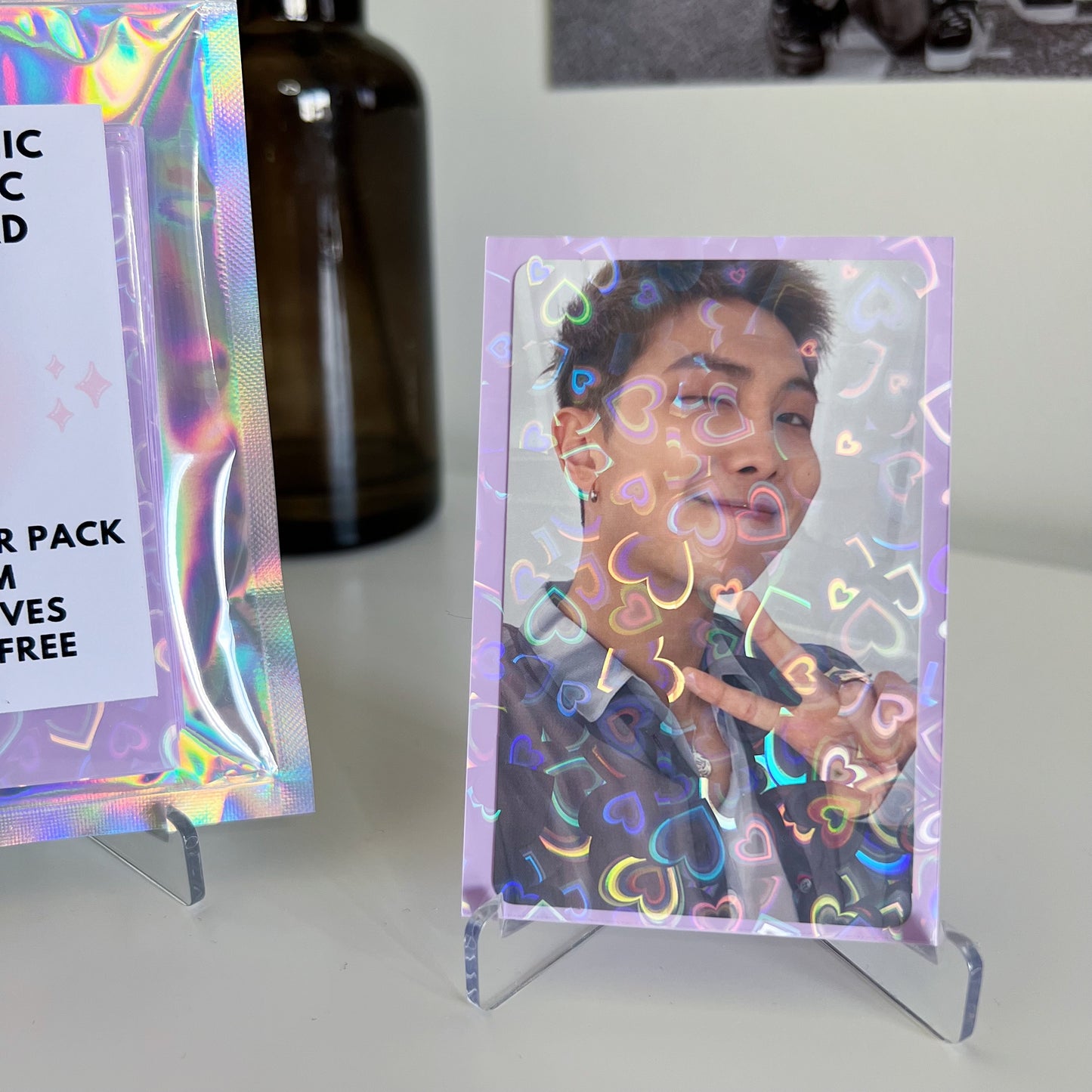 Holographic Heart Lilac Photocard Sleeves (25 Pack)