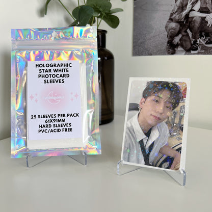 Holographic Star White Photocard Sleeves (25 Pack)