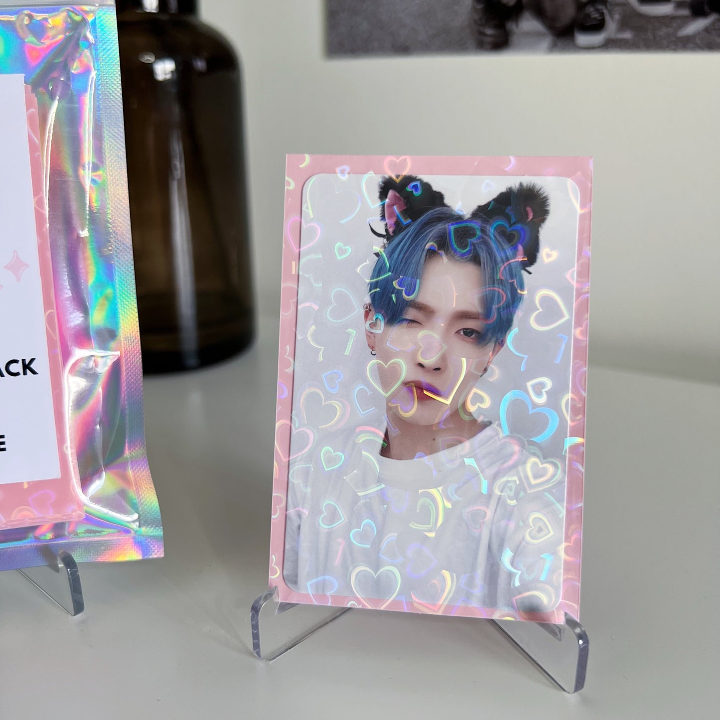 Holographic Heart Rose Photocard Sleeves (25 Pack)