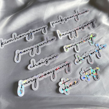 Ateez Holographic Name Sticker Set - Caligraphy