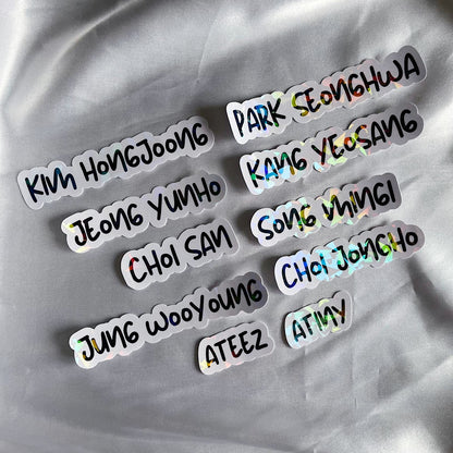 Ateez Holographic Name Sticker Set - Bubble